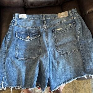 We The Free Distressed Blue High-Rise Denim Shorts